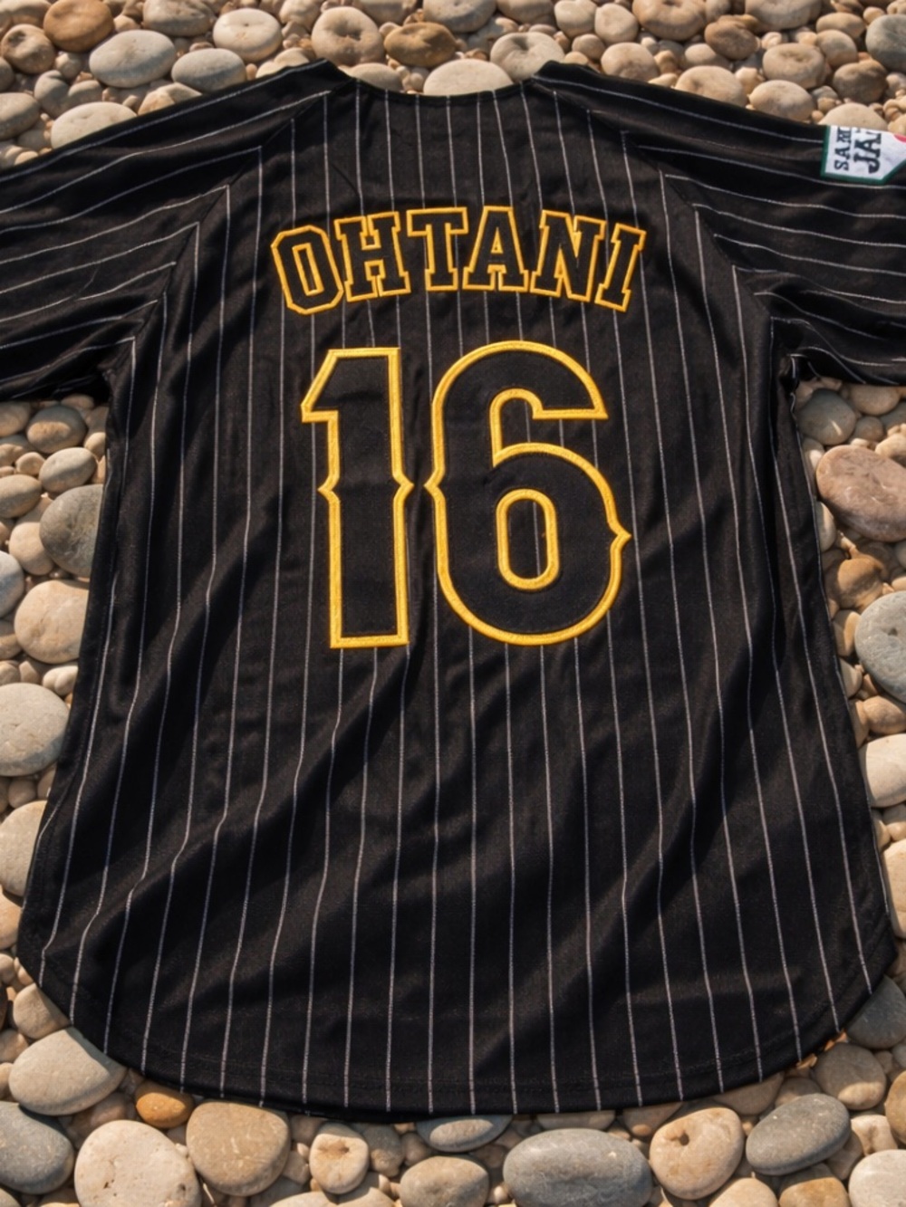 SHOHEI OHTANI JAPAN 🇯🇵 BASEBALL JERSEY BLACK WITH PINSTRIPES! MENS SMALL 🔥 $125